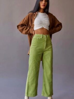 BDG Lime Green Corduroy Wide-Leg Pants